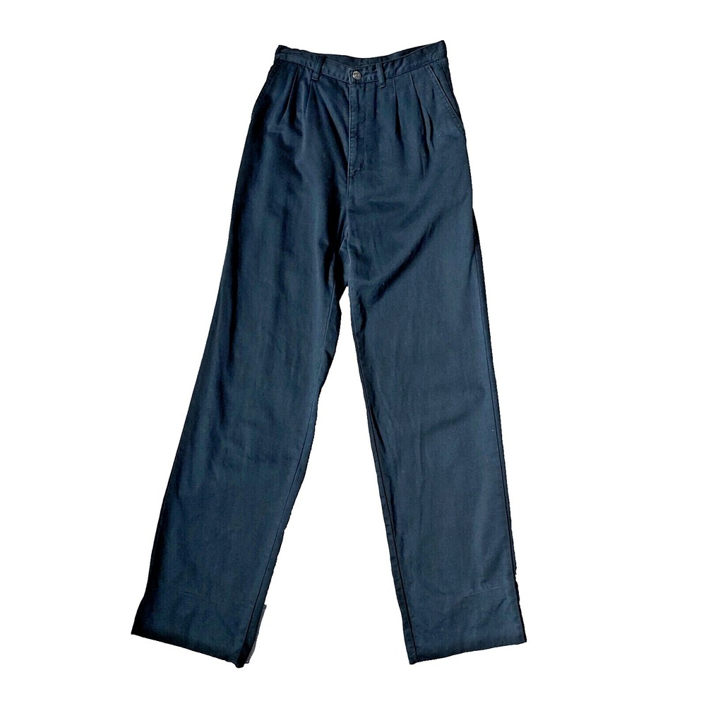 Vtg 70's Chemin De Fer Womens 26" X 33"‎ High Rise Pleated Navy Blue Pants Disco